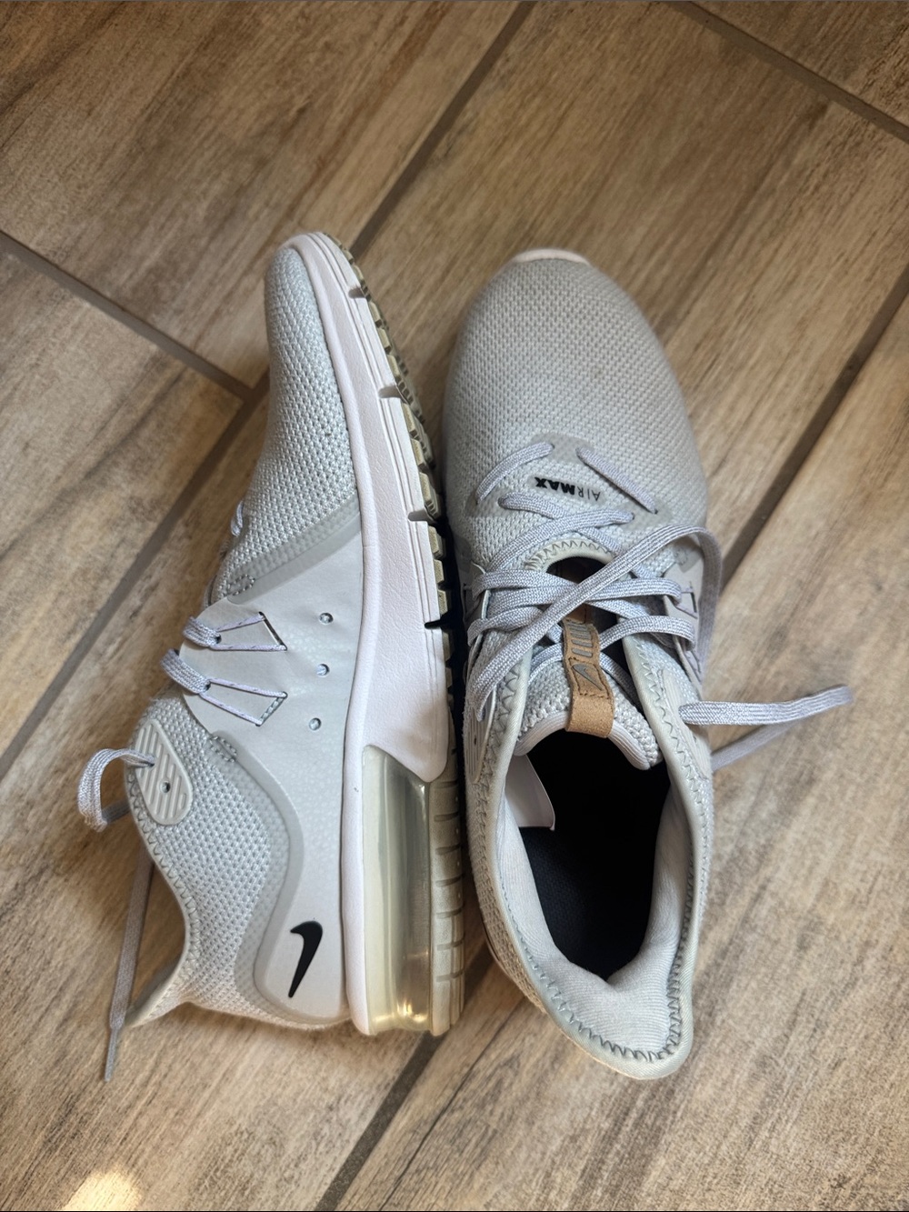 Nike Women’s Athletic Shoes Light Gray with White and Tan Accents